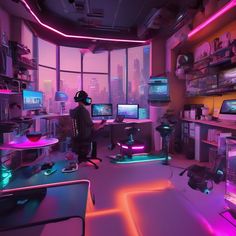 Awesome fuzetup art showing setup Desk Goals, Tech Lifestyle, Work Space Organization, Tech Art, Workspace Inspiration, Productivity Tools, Geek Art, Pc Setup, Art And Technology