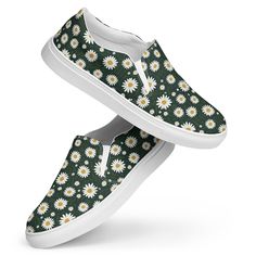 Women's Floral slip-on canvas shoes, Women's Daisy Print Slip Ons Made for comfort and ease, these Women's Slip-On Canvas Shoes are stylish and the ideal piece for completing an outfit. Equipped with removable soft insoles and rubber outsoles, it's also easy to adjust them for a better fit. *  100% polyester canvas upper side *  Ethylene-vinyl acetate (EVA) rubber outsole *  Your brand on the box, insole, and tongue of the shoe  *  Breathable lining, soft insole *  Elastic side accents *  Padded Daisy Print, Slip Ons, Canvas Shoes, On Shoes, Womens Shoes Sneakers, Slip On Shoes, Casual Shoes, Athletic Shoes, Shoes Sneakers