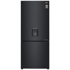 a black refrigerator freezer sitting on top of a white wall