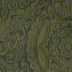 green and grey fabric with intricate designs on it