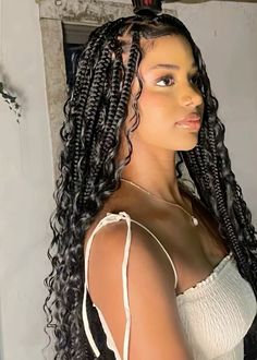 Goodest Box Braids, Big Box Braids With Curls, Curly Braided Hairstyles, Male Haircuts Curly, Tapered Haircut, Single Braids, Haircuts For Wavy Hair, Hairdos For Curly Hair