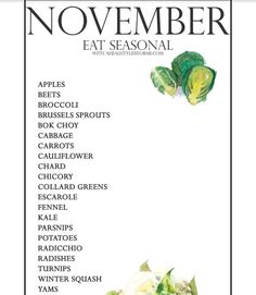 the november issue of november magazine features an image of vegetables