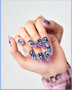 Edgy Colorful Nails, Thailand Nail Art, Vaporwave Nail Art, Press On Nails Inspiration, Textures Nails, Lollapalooza Nails, Vaporwave Nails, Multi Design Nails, Elaborate Nail Art