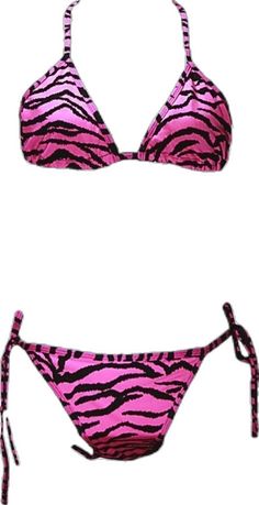 2 Piece Os Fits Most Small,Medium Tie Closures 2 Piece Swimsuit, Triangle Swimsuit, 2 Piece Swimsuits, Swim Suits, Printed Swim, Zebra Print, Women Swimsuits, Pink Black, 2 Piece