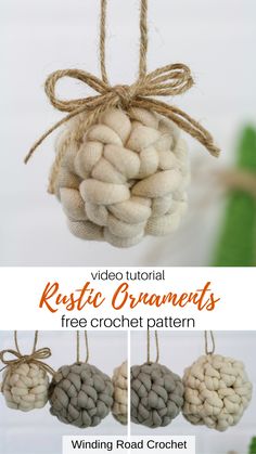 the instructions for how to make an ornament out of yarn and cotton balls