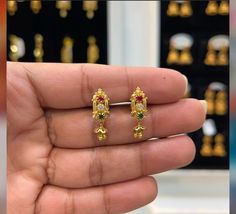 Kammalu Designs Gold Daily Wear, 2grams Gold Earrings Indian, Ear Rings For Women In Gold, Small Earrings Gold Simple, Beaded Wedding Jewelry