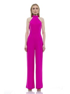 Meghan Halter Crepe Jumpsuit – ALEXIA ADMOR Crepe Jumpsuit, Halter Jumpsuit, Pink Jumpsuit, Choker Collar, Halter Neckline, Modern Woman, Soft Fabric, Jumpsuits For Women, Soft Fabrics