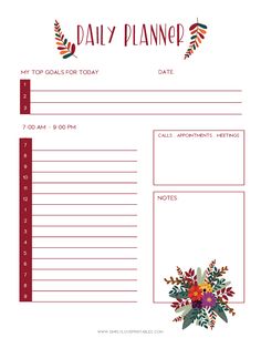 a daily planner with flowers on it