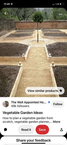 an iphone photo with the text, vegetable garden ideas how to plan a vegetable garden from scratch