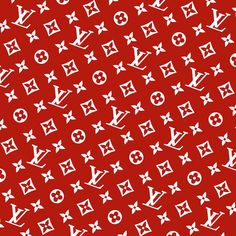 louis vuitton wallpaper pattern in red and white with stars on the bottom