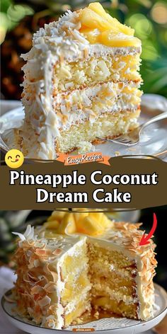 this is an image of a pineapple coconut dream cake