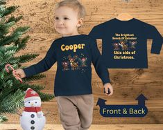 Is there anything more beautiful than the glow of a toddler on Christmas? Give them the magic of it with this personalized toddler long-sleeve tee made from 100% combed ringspun cotton fine jersey. Built to last, the garment features a topstitched ribbed collar and shoulder-to-shoulder self-fabric back-neck taping. These inclusions boost durability, fit, and comfort. The label is EasyTear™, a nice feature for those with sensitive skin. Please refer to our sizing chart for the best fit. Care Instructions: Machine wash: cold (max 30C or 90F). Do not bleach. Tumble dry: low heat.  Iron, steam or dry: low heat. Do not dry clean. Available for the whole family here: https://messypage.etsy.com/listing/1794552113 How does 30% off sound? Subscribe to the MessyPage mailing list and receive a coupon Neck Taping, Toddler Gift, Toddler Christmas, The Glow, Mailing List, Toddler Gifts, Sizing Chart, Halloween Shopping, Custom Shirts