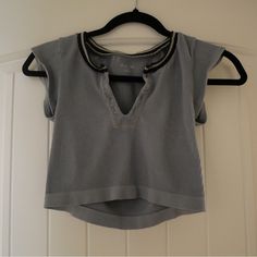 Urban Outfitters Goforgold Size M/L Light Blue And Gray Almost Never Worn Cheap Blue Tops From Urban Outfitters, Trendy Light Blue Tops From Urban Outfitters, Trendy Light Blue Top From Urban Outfitters, Chic Blue Tops From Urban Outfitters, Trendy Gold V-neck Top, Fitted Light Blue Urban Outfitters Top, Blue Cotton Crop Top By Urban Outfitters, Blue V-neck Top By Urban Outfitters, Urban Outfitters Tops