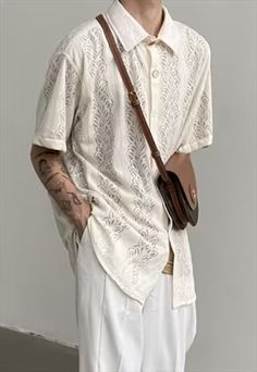 Lace Mens Shirt, Sheer Mens Shirt, White Lace Shirt Men, Men’s Lace Shirt, Mens Lace Shirt, Lace Top Men, Lace Shirt Men, Coquette Men, Primavera Festival