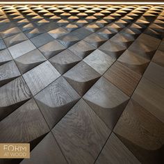 the wood floor is made up of many different shapes and sizes, including geometric patterns