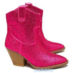 If You Don't See The Size You Need, Please Message Us Or Comment On The Listing, And We Will Check For You. Be The Center Of Attention In These Sparkly Rhinestone Cowboy Boots New In Box Faux Leatherette Rhinestone Encrusted Uppers Lightly Padded Insole Chunky Block Heels Heel Height: 3 In. Fitting: True To Size. Regular Fit. Embellished Pink Boots For Fall, Spring Ankle-high Rhinestone Boots, Spring Ankle-high Boots With Rhinestones, Ankle-high Rhinestone Boots For Spring, Ankle-high Boots With Rhinestones For Spring, Ankle-high Spring Boots With Rhinestones, Pink Rhinestone Boots For Fall, Rhinestone Cowboy Boots, Toms Booties