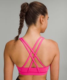 Voted most likely to be worn multiple times a week. This all-sport bra is a favourite for comfort and versatility. Designed for Training. Intended for medium-impact activities. Pockets for optional, removable cups. 'Wash with like colours', 'Machine wash cold', 'Do not bleach', 'Tumble dry low', 'Do not iron', 'Do not dry clean', 'Imported'. Slick and Low-Friction Support, LuxtremeTM Fabric. Bra: 77% Nylon, 23% Lycra elastane. Middle layer: 89% Nylon, 11% Elastane. Bra lining: 56% Polyester, 33% Lululemon Sports Bra With Built-in Bra For Workout, Lululemon Sports Activewear With Built-in Bra, Lululemon Stretch Bra With Built-in Bra, Lululemon Sports Bra With Built-in Bra, Lululemon Sports Bra With Moisture-wicking, Lululemon Energy Bra, Tennis Shop, Running Workout, Pink Sports Bra