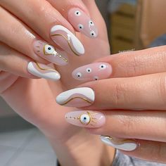 Pink Evil Eye Nails, Spiritual Nail Art, Evil Eye Nail Art, Future Nails, Finger Paints, Nagel Design, Evil Eye Nails, Eye Nail Art, Witchy Nails