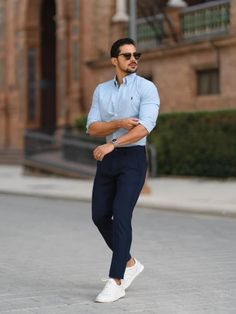 Light Blue Shirt With Grey Pants Blue Pants Outfit Men, Blue Shirt Combination, Blue Shirt Outfit Men, Navy Blue Pants Outfit, Blue Trousers Outfit, Navy Pants Outfit, Blue Outfit Men, Business Casuals, Blue Pants Outfit