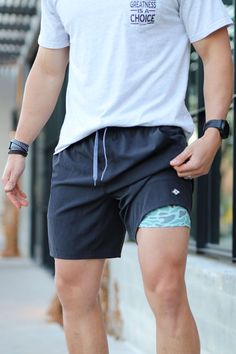 These black work out shorts are perfect for more than working out! They have the full lining so you can swim in them too! - Lightweight Performance fabric - Quick Drying, Moisture Wicking, and Four-Way Stretch - Elastic Waistband with Drawstring Cord - Inside Liner to Eliminate the Need for Compression Shorts Compression Shorts Men, Mens Outwear, Black Athletic Shorts, Camo Shorts, Short Waist, Compression Shorts, Black Camo, Lounge Shorts, Performance Fabric