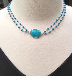 Turquoise Oval Necklace using Double Hand Wired Turquoise Rosary Chain, Sterling Turquoise Necklace, American Beauty Turquoise Necklace by ShalomJewelry on Etsy https://www.etsy.com/listing/255622369/turquoise-oval-necklace-using-double Blue Oval Necklaces With Faceted Beads, Oval Blue Necklaces With Faceted Beads, Blue Oval Necklace With Faceted Beads, Double Strand Turquoise Necklace For Gift, Handmade Turquoise Necklace With Oval Beads, Turquoise Necklace With Oval Beads And Single Strand, Adjustable Oval Turquoise Necklace, Blue Oval Turquoise Necklace With Natural Stones, Turquoise Rosary