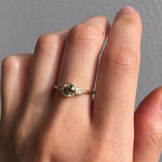 Champagne Diamond Square Ring Diamond Square Ring, Champagne Diamond Engagement Ring, Champagne Diamonds Engagement, Jennie Kwon, Square Diamond Rings, Alternative Engagement Ring, Emerald Cut Diamond Ring, Baguette Diamond Rings, Square Ring