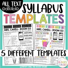 five different text styles for the classroom to use in this lesson, all are editable and