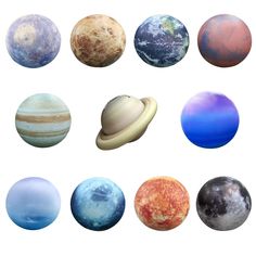 the planets are all different sizes and colors