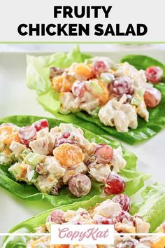 two lettuce wraps filled with fruity chicken salad