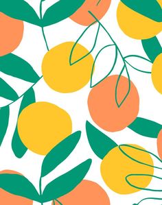 an orange and green pattern on a white background