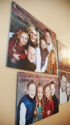 three family photos hanging on the wall