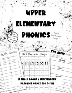 the upper elementary phonics worksheet is shown in black and white with an apple