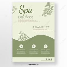 a green spa brochure with palm leaves