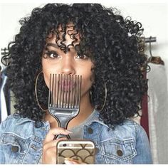 Full Curly Hair Hairstyles, Curly Hair With Bangs Black Women, Bang Ideas, Natural Girls, Curly Bangs, Beautiful Natural Hair, Crochet Braids Hairstyles, Diet Vegetarian, Natural Hair Inspiration