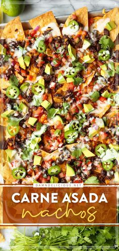 CARNE ASADA NACHOS, football party, finger food Carne Asada Nachos, Asada Nachos, Easy Carne Asada, The Best Nachos, Best Nacho Recipe, Best Nachos, Finger Food Ideas, Loaded Nachos, Nachos Recipe