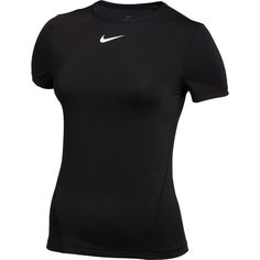 Nike Pro WOMENS Cool Mesh Top From the track to gym, the Nike Pro Cool Top has your back covered. Allover mesh helps you stay cool while the slim fit reveals your strength. The elongated hem keeps you covered as you stretch, compete and play in comfort. Dri-FIT technology helps keep you dry, comfortable and focused. Flat seams run smooth against your body while allover mesh creates a light, airy feel. The elongated silhouette expands coverage in front and back so you can stay focused. 92% POLYES Black Compression Shirt Women, Nike Compression Shirt Woman, Nike Pro Top, Running Tops For Women, Nike Womens Clothes, Nike Top Outfit, Nike Must Haves, Nike Clothes Aesthetic, Nike T Shirts Women