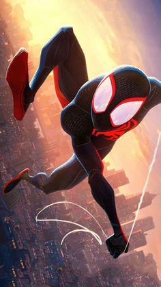 spider - man into the spider - verse movie poster with cityscape in background