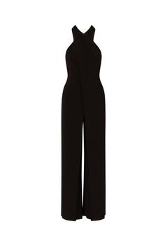 Elevate your wardrobe with this chic black jumpsuit, crafted from luxurious knit jersey fabric for both comfort and style. The halter neckline and sleeveless design exude modern sophistication, while the front fly skirt overlap detail adds a touch of effortless elegance. Finished with a zipper closure at the centre back for a seamless fit, this halter jumpsuit seamlessly blends fashion-forward design with practicality. Perfect for black-tie events or stylish evenings out, this formal jumpsuit for women promises to make a lasting impression with its impeccable craftsmanship and flattering silhouette. Formal Jumpsuit, Work Wear Outfits, Jumpsuit For Women, Halter Jumpsuit, Petite Coat, Tall Clothing, Black Tie Event, Puff Sleeve Dresses, Tshirt Skirt