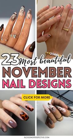 You can never go wrong with a fresh mani! 🎨✨ Find the look that speaks to you and get creative with your nails. 💕 Save this pin for your next appointment! November Nail Ideas, Cute November Nails, November Nail Art, November Nails Colors, Brown Fall Nails, November Nail, November Nail Designs, Oval Nails Designs, November Nails