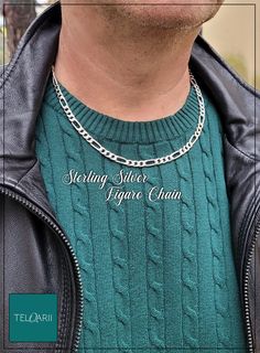 Silver Figaro Chain Necklace For Anniversary, Men Jewellery, Valentine Jewelry, Silver Chain For Men, Chain For Men, Figaro Chain Necklace, Group Boards, Figaro Chains, Figaro Chain