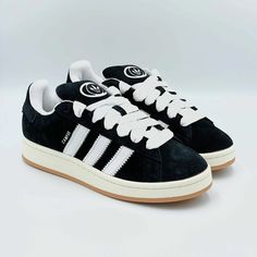 Shop the Adidas Campus 00s Core Black at SA Sneakers in Switzerland. Order now and enjoy free shipping on your brand new pair of original black and white Adidas Campus sneakers. Adidas 00s Campus, Adidas Campus 00s Black, Campus Sneakers, Adidas Campus Shoes, Campus Adidas, Black Footwear, Adidas Campus 00s, Adidas Brand, Shoe Inspo