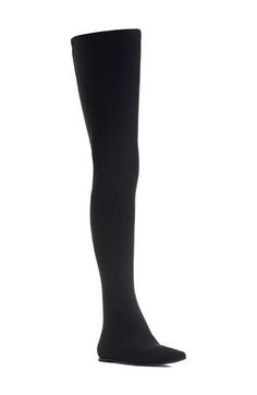 Keep your look streamlined with one-and-done ease in this thigh-high stocking boot that seamlessly pairs a pointy-toe kidskin flat with a stretch-jersey shaft. Pull-on style Textile and leather upper and lining/leather sole Made in Italy Designer Shoes Elegant Thigh High Tights For Evening, Elegant Thigh-high Tights For Evening, Elegant Evening Thigh-high Tights, Elegant Evening Thigh High Tights, Sleek Thigh High Stockings, Sleek Tight Thigh-high Stockings, Sleek Tight Thigh High Stockings, Black Thigh High Evening Tights, Chic Thigh High Stockings For Night Out