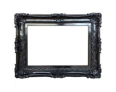 an ornate black framed mirror on a white background with clipping for your own text