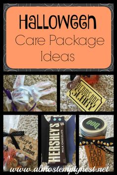 halloween care package ideas for kids with text overlay that reads, happy halloween care package ideas