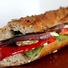 a close up of a sandwich on a table