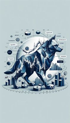 a bear is depicted in an abstract graphic style, with other diagrams surrounding it and on top of the image