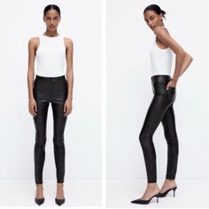 New With Tags Tight Fit, Doesn’t Fit Me. Edgy Fitted Mid-rise Leather Pants, Sleek Fitted Leather Pants For Date Night, Chic Stretch Mid-rise Leather Pants, Fitted Mid-rise Leather Pants For Night Out, Elegant Fitted Mid-rise Leather Pants, Chic Stretch Leather Pants For Going Out, Chic High Rise Fitted Leather Pants, Chic Fitted High Rise Leather Pants, Edgy High-waist Leggings For Workwear