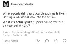 the tweet on twitter has been altered to read what people think tarot card readings are like