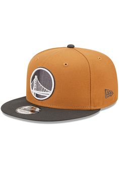 Wear your Warriors style with pride in this Golden State Warriors New Era  2T Color Pack  9FIFTY Snapback Hat! This Golden State Snapback Hat features a front embroidered team logo on a structured polyester crown with flat visor and snap closure. Go Warriors! Front embroidered logo, Fashion alternate colorway, Side New Era Flag, Back plastic snapback, Adjustable closure, Polyester material, Polyester, Wipe clean with cloth or cleaning kit, 4 Embroidered Logo Snapback Hat With Flat Bill, Brown Snapback Hat For Baseball Season Streetwear, Sporty Brown Snapback Hat, Brown Flat Brim Snapback Hat For Sports, Brown Snapback Hat With Embroidered Logo, Brown Embroidered Snapback Hat, Adjustable Snapback Hat With Logo Patch For Baseball Season, Brown Casual Snapback Hat For Sports Events, Adjustable Brown Snapback Hat For Sports Events