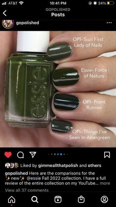 Essie Green Nail Polish, Fall Polish, Nail Polish Essie, Aqua Nails, Green Nail Polish, Green Nail, Essie Nail Polish, Essie Nail, Color Analysis